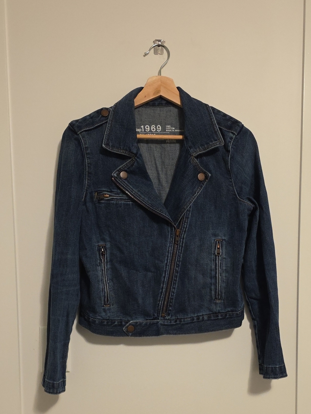GAP Dark Blue Denim Moto-Style Jean Jacket